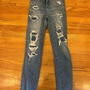 American Eagle Outfitters Ripped Blue Skinny Jeans